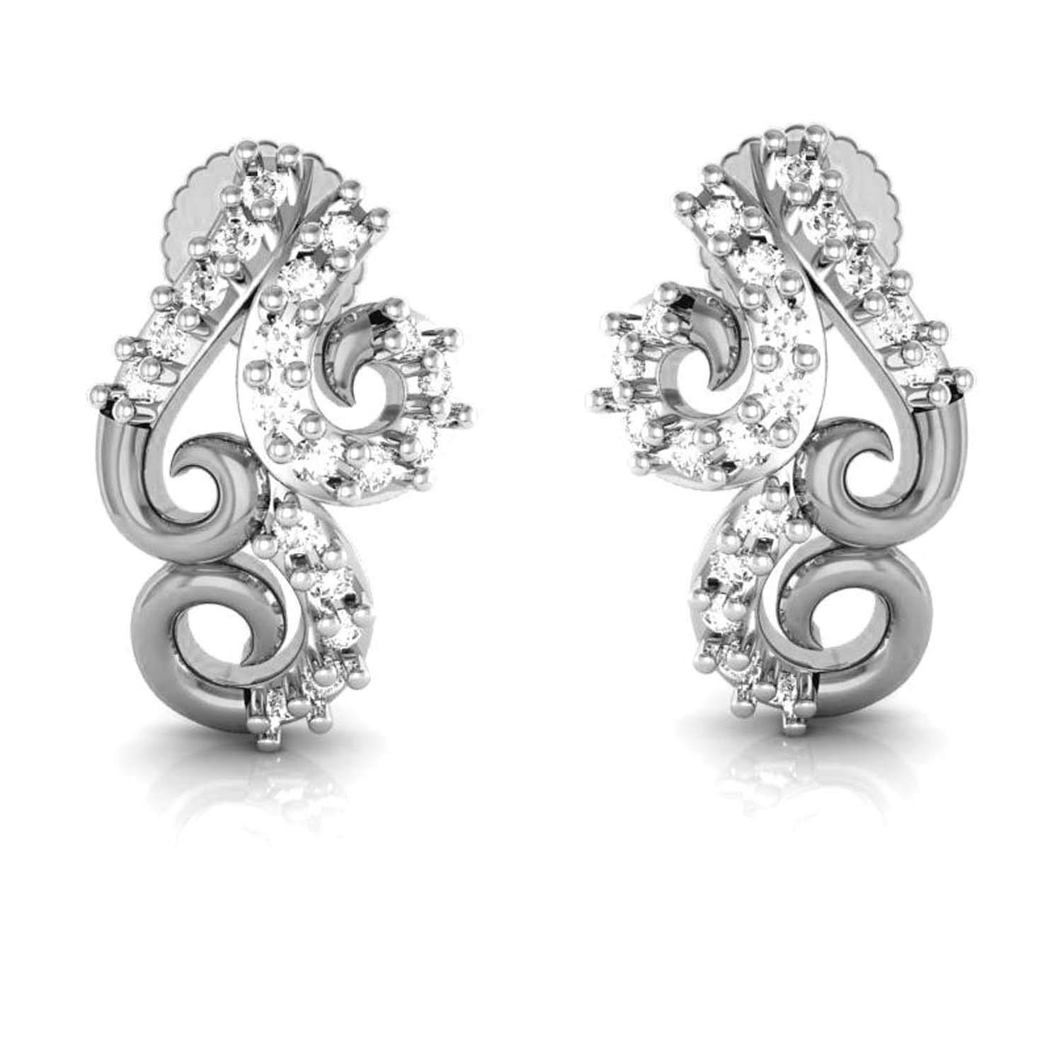 avsar 18k (750) White Gold and Diamond Stud Earrings for Women-picture-29