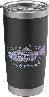 Puget Sound Washington King Salmon Fish Art Fishing Trip Stainless Steel Insulated Tumbler