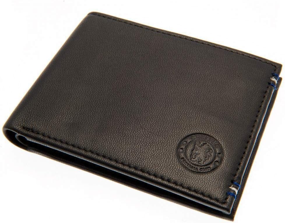Chelsea FC Leather Mens Stitched Wallet (One Size) (Black)