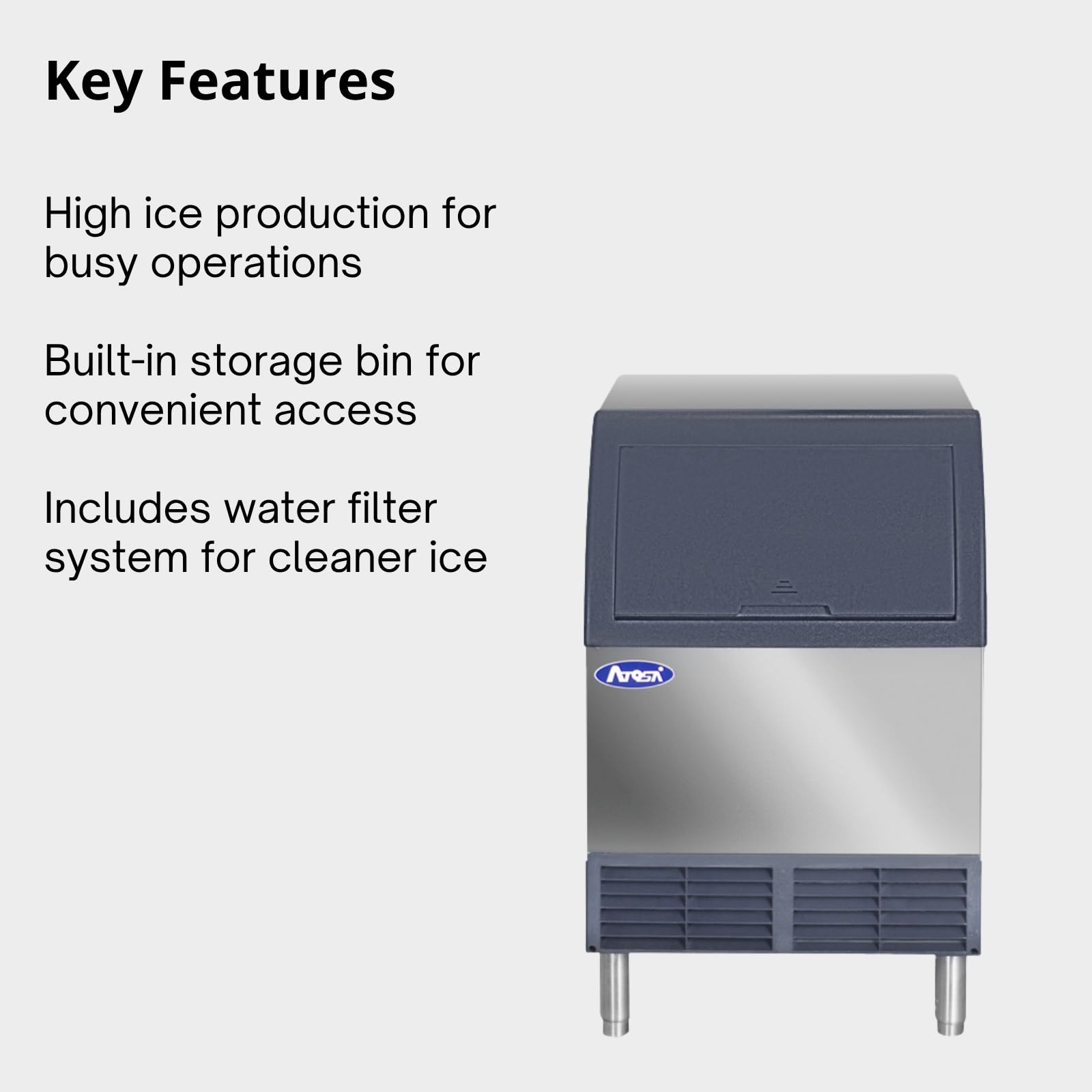 Atosa YR280-AP-161 Commercial Kitchen Ice Maker Machine Production Capacity up to 283-lb/24 Hours, 88 lb Storage bin on Fridge.com