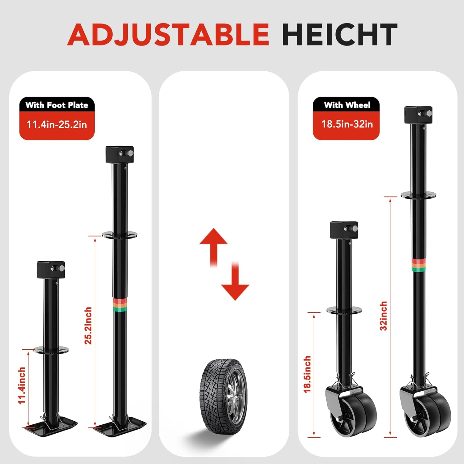 BYERN AUTO A-Frame Trailer Jack, 5000lbs Foot Plate & 2000 lbs Dual-Wheel, 20-24V Cordless Drill Compatible & Hand Crank, 14" Lift, Heavy Duty RV Tongue Jack for Trailer, Utility, Boat, Yacht