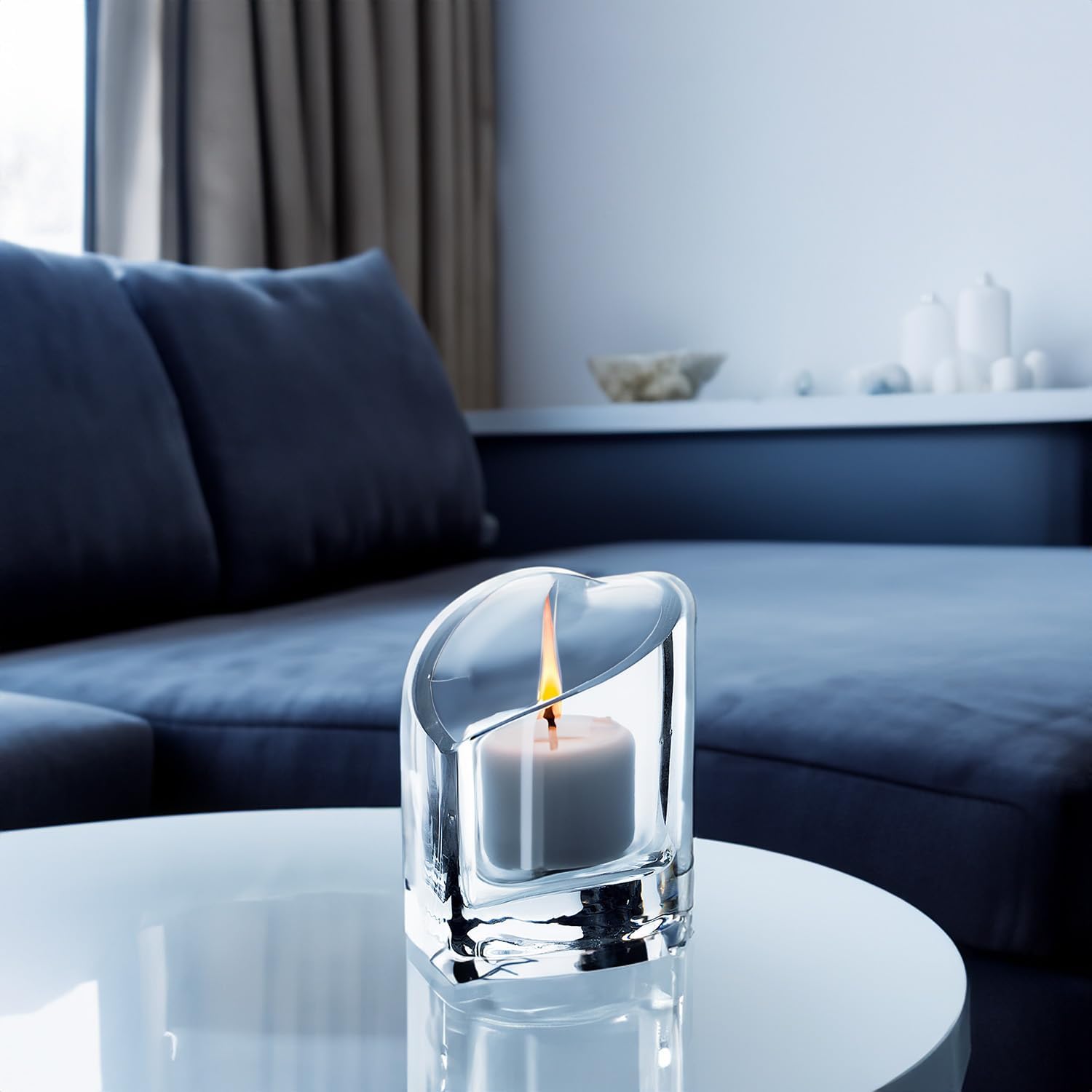 WGVi 6 Pieces Clear Glass Heart Tea Light Votive Candle Holder, Width 3", Height 4", Clear Small Slant Cut Heart Glass Candleholders, Tiny Container, Valentine Gift, Tabletop Décor