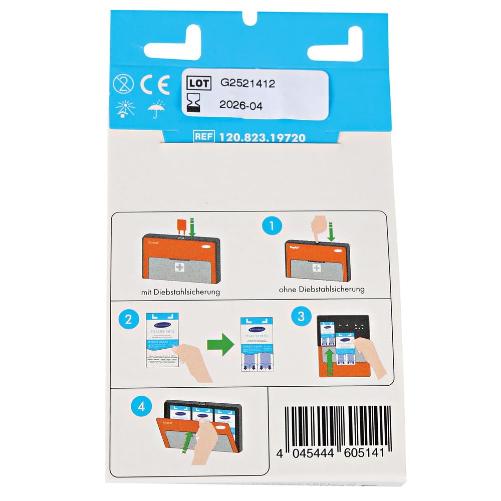 FRANZ MENSCH 8 Stück Actiomedic Gramm Medical ACTIOMEDIC® EasyAid Refill Strips DETECT/AQUATIC, blau, L: 72 mm, B: 19 mm, 30 Stück/Packung, Pflaster, Wundpflaster, Fingerpflaster