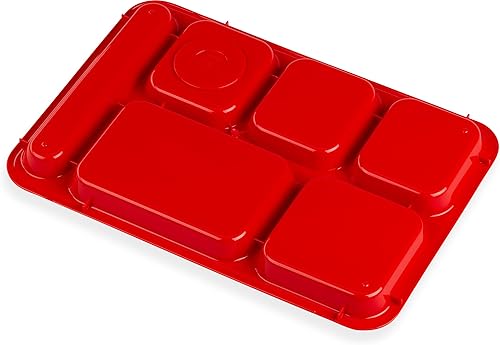 Miniatura 3 de Carlisle FoodService Products P614R05 Bandeja de polipropileno con 6 compartimentos para mano derecha, 10" x 14", color rojo