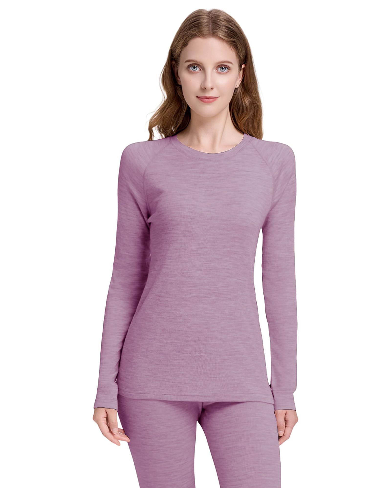 Damen Thermounterwäsche Oberteil, 100% Merinowolle, Leichtes & Atmungsaktives Langarmshirt, Ideal für Ski, Outdoor & Winter