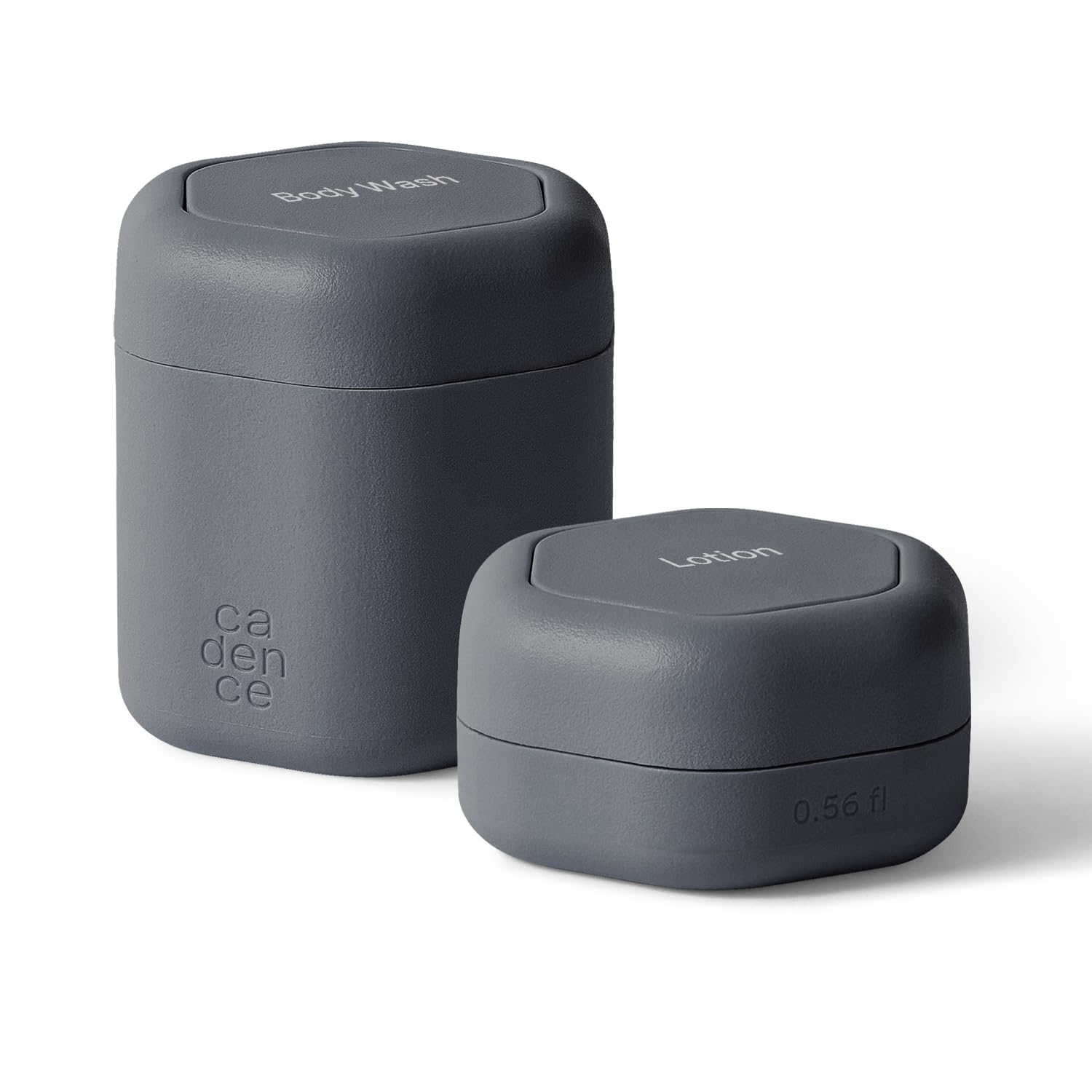 Cadence Travel Containers - 2 Piece Body Care Capsule Set - Magnetic Containers w/ Lids - Carry On Travel Essentials for Women/Men - 1 Small & 1