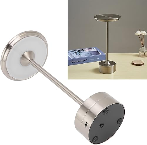 Miniatura 5 de JTLB Lámpara de mesa LED inalámbrica recargable, funciona con pilas, 3 modos de color, regulable, luz de escritorio USB para el hogar, comedor,
