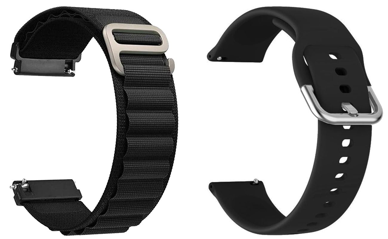 AONES 22mm Pack of 2 Watch Strap Nylon & Silicone Belt Compatible for Reebok Activefit 1.0 Smartwatch Band Black AONES 22mm Pack of 2 Watch Strap Nylon & Silicone Belt Compatible for Reebok Activefit 1.0 Smartwatch Band Black