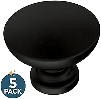 Vista 2 de Franklin Brass Fulton P29523Z-FBA-B - Paquete de 5 pomos para gabinete, manijas negras mate para cajones de muebles, cocina, puerta, baño, 1-3/16