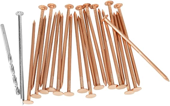 20 Count Solid Pure Copper Nails Spikes 3.14 inch for Killing Trees Stump Roots with Steel Nails and a Drill for Landscaping/Gardening