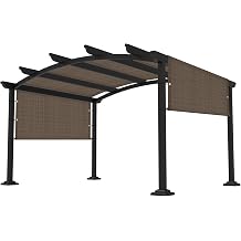 9 16 Pergola Shade Cover Universal Replacement Canopy Cover Outdoor Durable Fabric Sun Shade Cloth for Deck Patio Porch Backyard Gazebo with Grommets & Weighted Rods, Brown