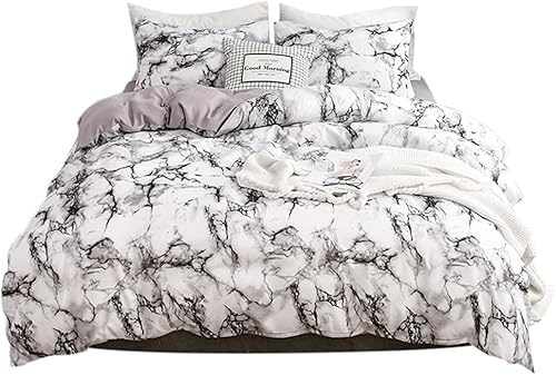 Juego de 3 piezas de ropa de cama de mármol, funda de edredón de poliéster, juego de funda de edredón para el hogar, dormitorio, hotel, tamaño doble