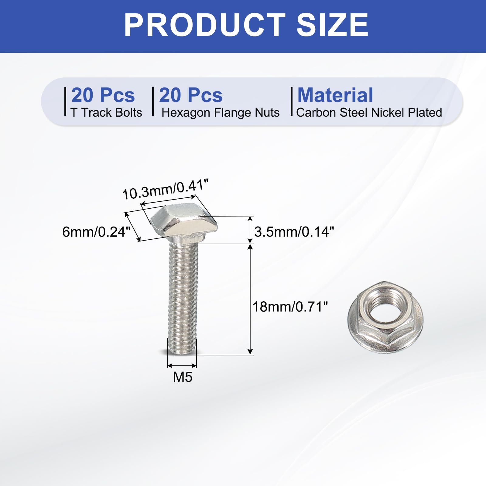 PATIKIL M5 x 20 mm T-Slot Bolts - Image 2