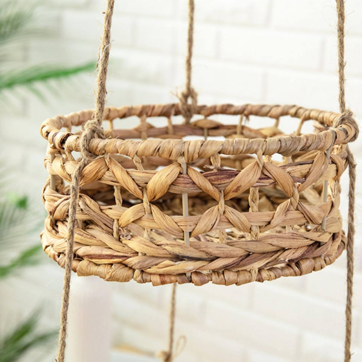 NUOBESTY Rattan Hängeblumenkorb für Garten und Dekoration, Braun