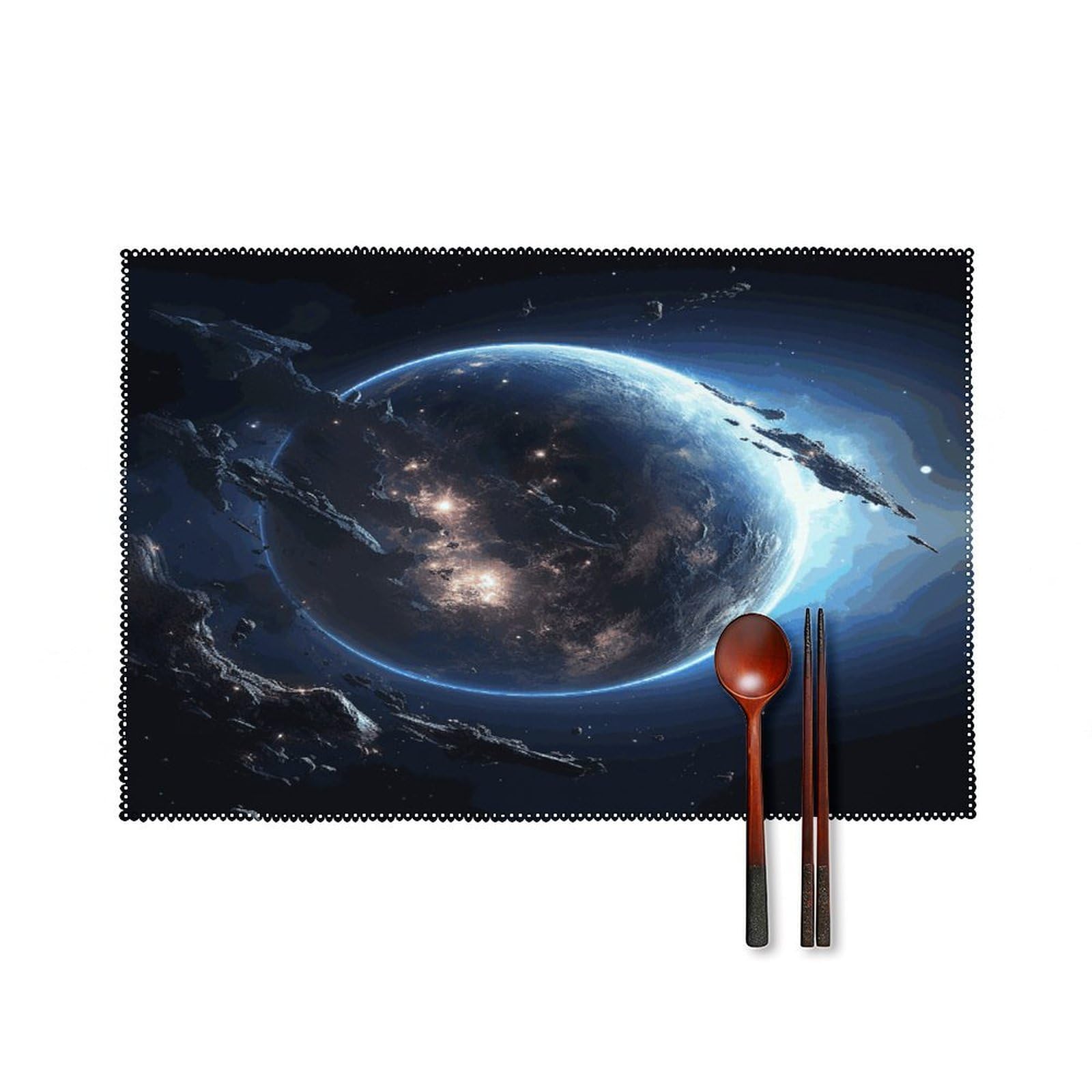 Fodpand Style Earth And Moon Placemats Set Of 4 Place Mats Table Mats