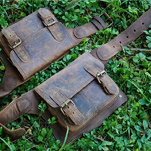 Mittelalterliche Retro Gürteltasche, Renaissance Verstellbare Ledergürteltasche, Steampunk Geldbörse Für LARP Viking Celtic Cosplay Kostümzubehör, Tote Wallet Für Damen Und Herren,Braun Cover