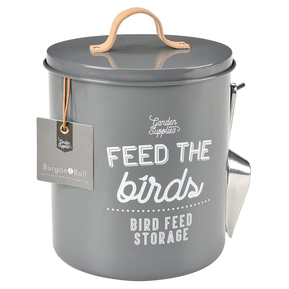Burgon and Ball Récipient en émail – Rangement pour graines/ nourriture pour oiseaux M gris charbon