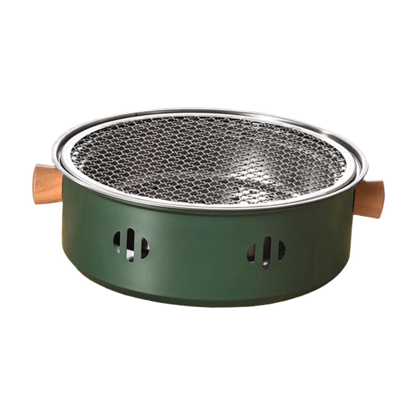 Griglia per barbecue coreana in acciaio inossidabile portatile staccabile per un facile trasporto e teiera da tavolo perfetta per campeggio interno ed esterno.