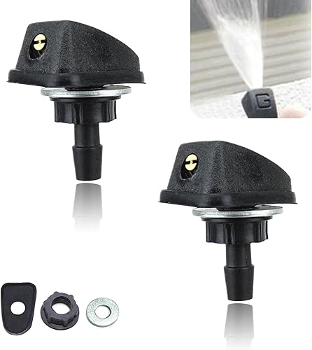 cerfioo Kit de 2 limpiaparabrisas delantero de automóvil, 0.62 x 1.06 pulgadas, M8 360 ajustable Sector con boquilla de un solo orificio, accesorios