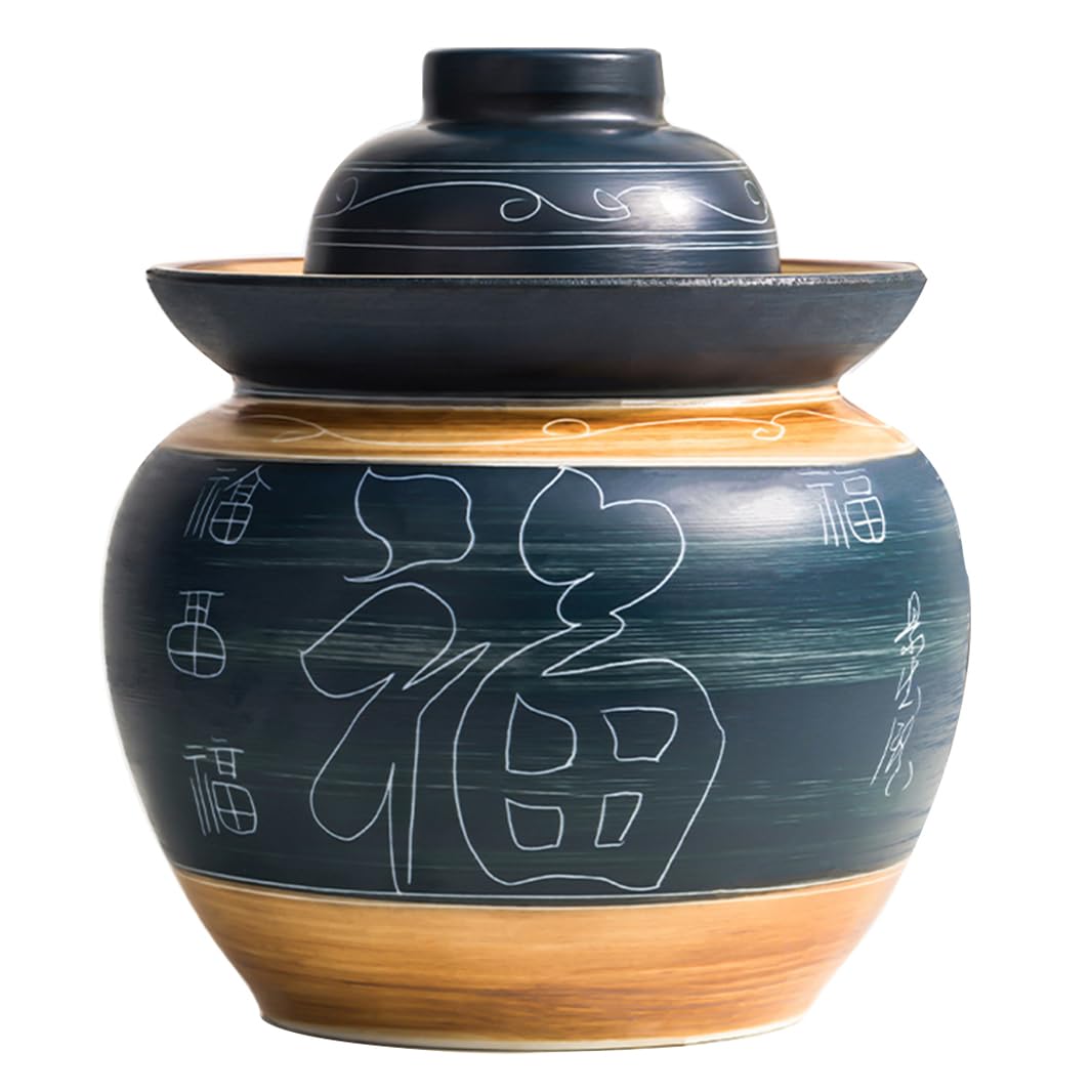 Kimchi Jar ceramiczny słoik na marynaty z pokrywkami, pojemnik na zakwas z pokrywką, pojemniki Kimchi, słoiki fermentacyjne ceramiczne garnki, zamknięte słoiki fermentacyjne z pokrywkami,