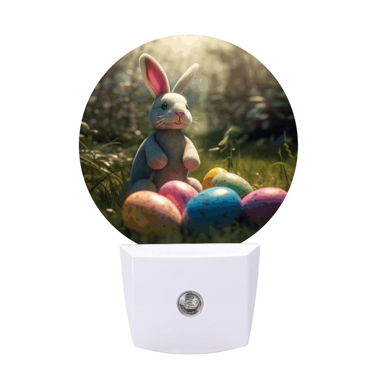 FekiLoot - LED Night Lights for Wall Decor, Ambient Lighting with Light Sensors, Soft Night Light for Sleeping, Warm Automatic Easter Egg Rabbit Light for Adults