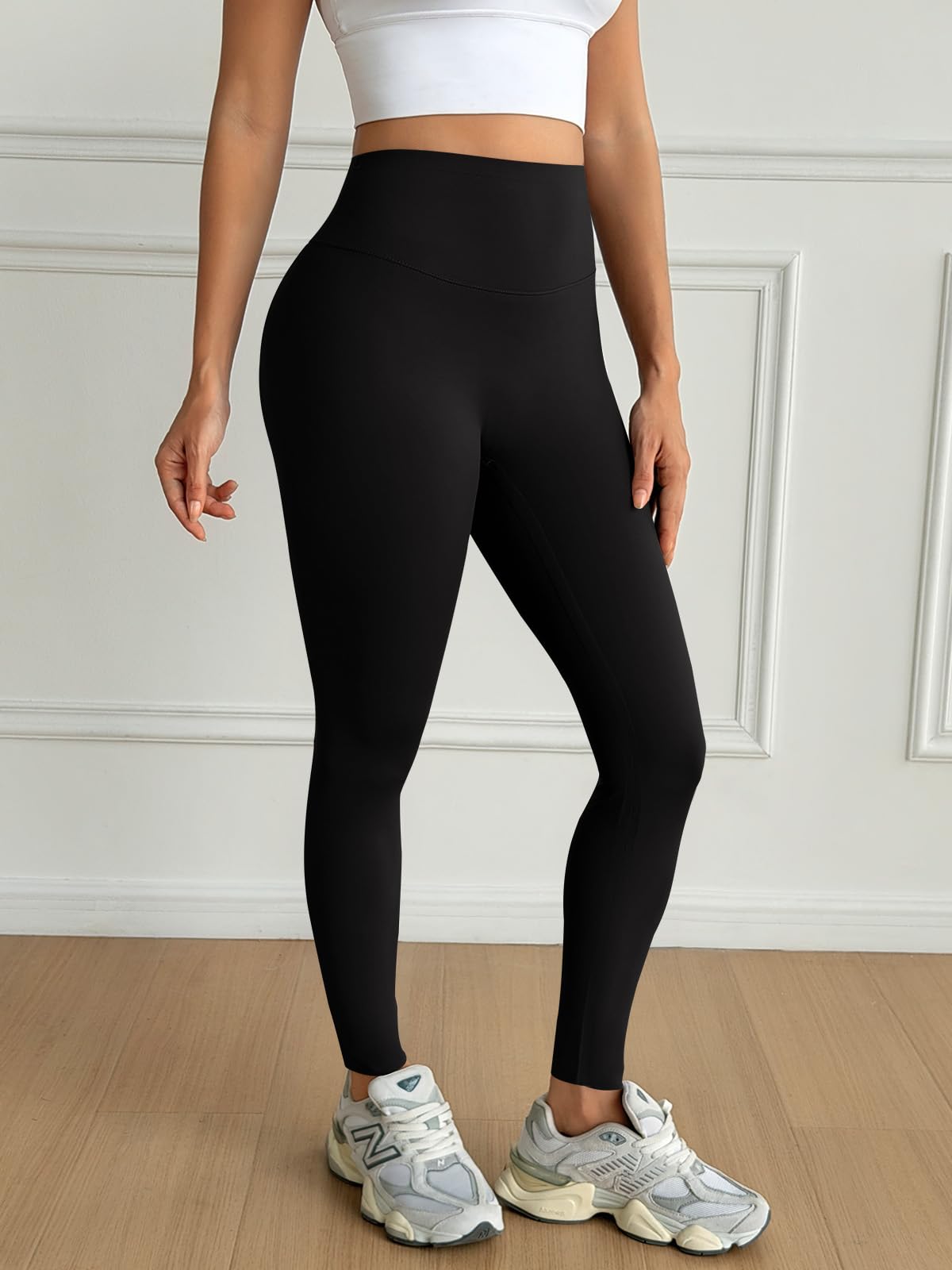 Fisoew Leggings da donna a vita alta, per sollevamento del sedere, controllo della pancia, allenamento, corsa, palestra, atletica, yoga