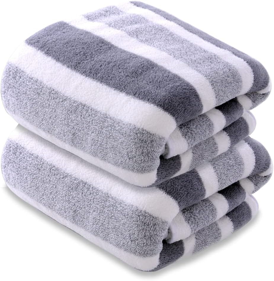 SOFTBATFY Microfiber Bath Towels, 2 Pack 70x140cm Lightweight, Absorbent, Super Fluffy and Fast Drying Towel for Travel, Vacation, Fitness and Yoga (70x140cm, Grey)