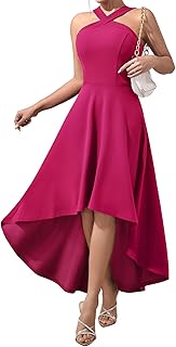 DRESSTELLS Formal Cocktail Dresses for Women, Wedding Guest Halter High Low Holiday Dress 2025