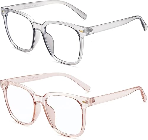 Miniatura 8 de PANNER Paquete de 2 lentes de bloqueo de luz azul de gran tamaño para mujeres y hombres, anteojos cuadrados para computadora que reducen la fatiga
