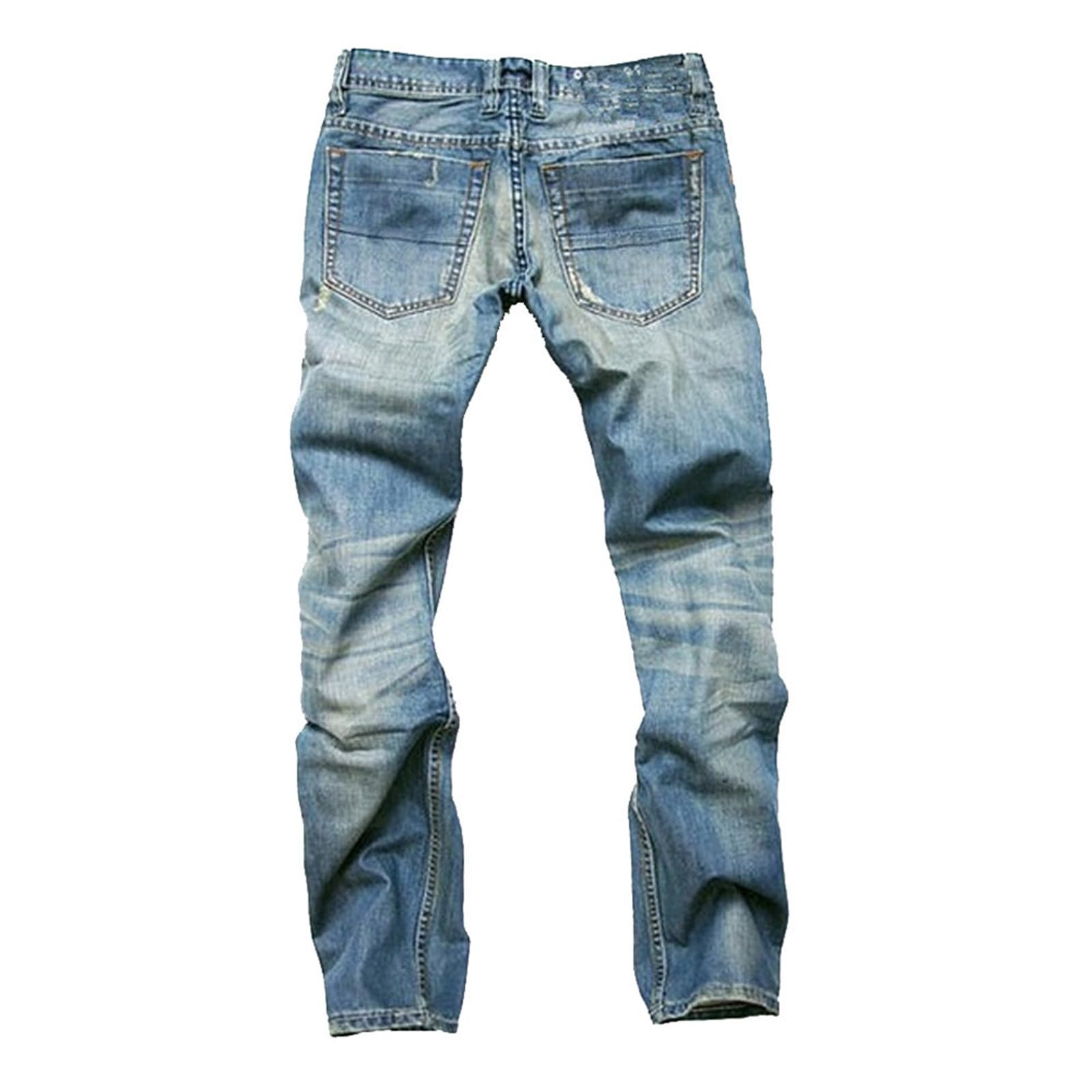 Jeans da Uomo Strappati, Pantaloni di Jeans da Uomo Pantaloni in Denim a Gamba Dritta con vestibilità Aderente Elasticizzati Rovinati Nero Jeans da Lavoro Jeans Moto Casual Hip-Hop per Uomo Ragazzo