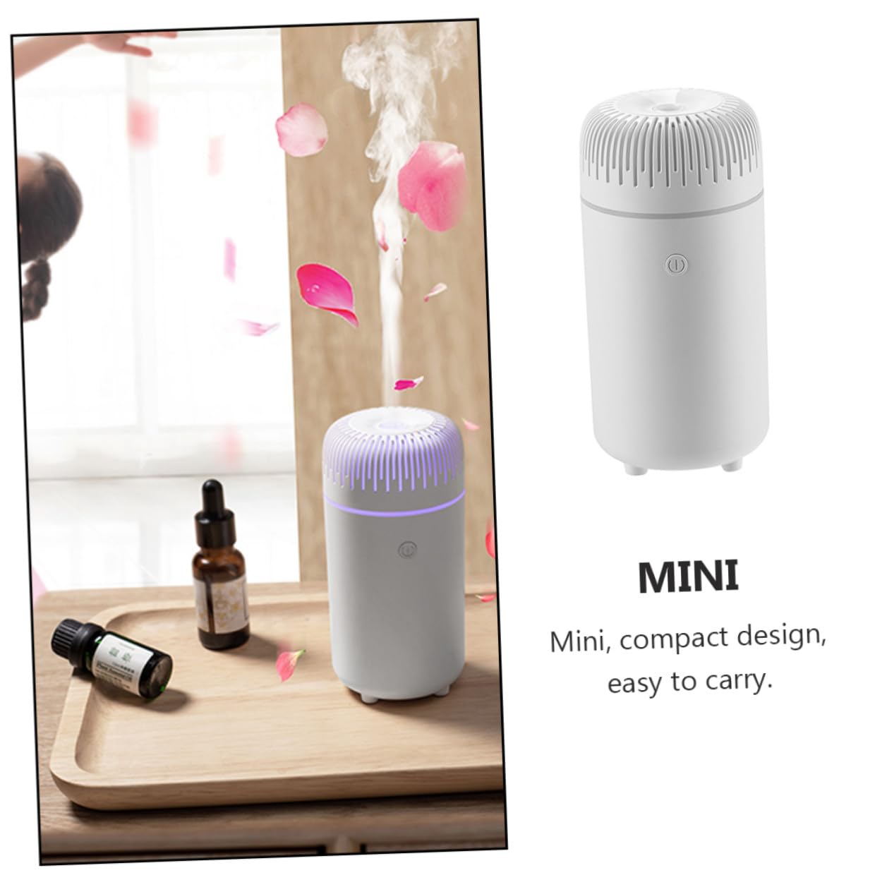 ERINGOGO Difusor de Aromas para Coche Mini Portátil Humidificador Ultrasónico con Aceites Esenciales Difusor Recargable para Hogar Oficina y Automóvil Diseño Compacto