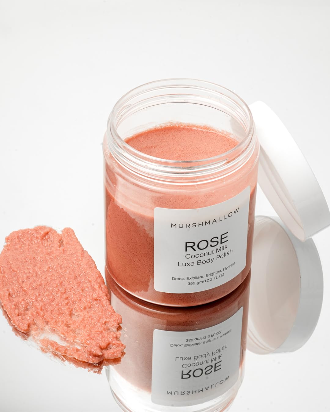 Rose & Coconut Milk Luxe Body Scrub / Polish 350gm | With Shea Butter, Hyaluronic & Niacinamide | 10+ Actives | Detox & Destress, Relieve sore muscle pain | Deep Exfoliating Scrub for Hydrating & Brightening Skin | Men & Women