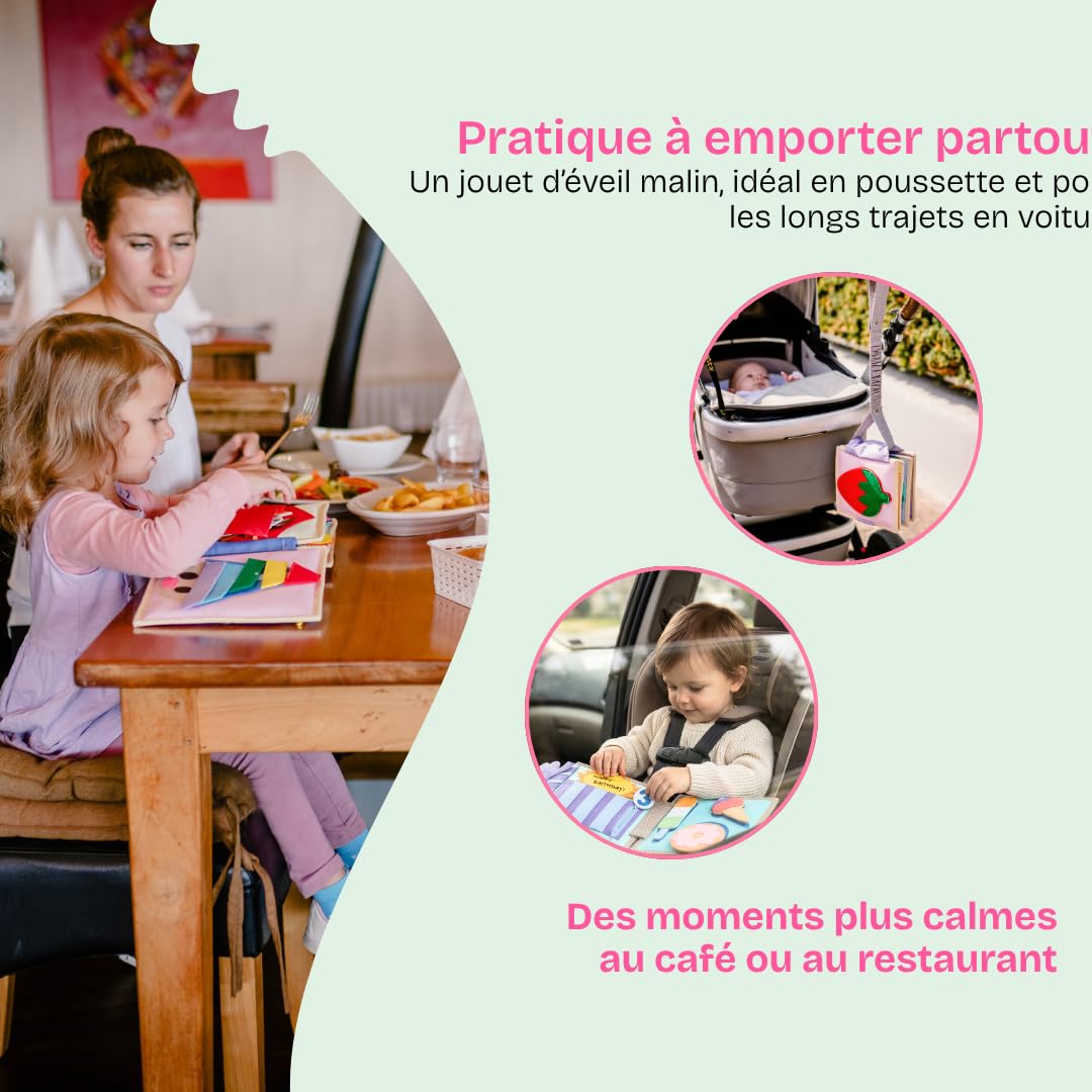 Jolly Designs® Mini Quiet Book Joyeux Oursiversaire – Jouet Montessori dès 12 Mois – Livre sensoriel & Livre Tissu pour bébé – Busy Book Fait Main en Feutrine – Jouet éducatif & de Voyage