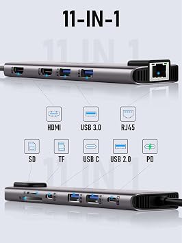 Lemorele USB-C Docking Station 11-in-1 with Dual HDMI Gigabit 100W PD