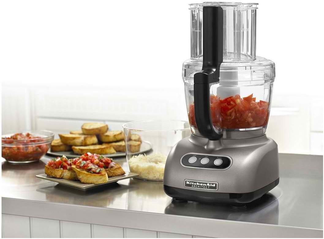 KitchenAid KFPW763CS Cocoa Silver 12-Cup Food Processor Wide Mouth