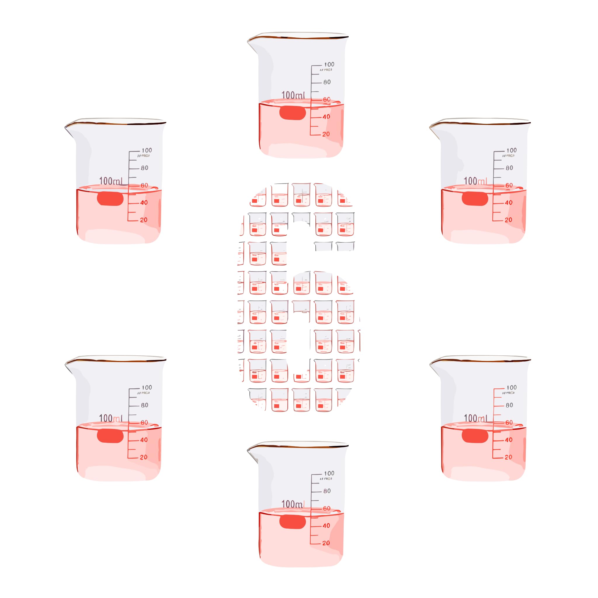 Scientific, 6pcs 100ml-3.4oz Glass Beaker for Chemistry, Physics, Biology, Beakers Printed Graduation, Boro. 3.3 - Beaker for Lab, Classroom, House Use – Glassware Beakers & Beaker Set
