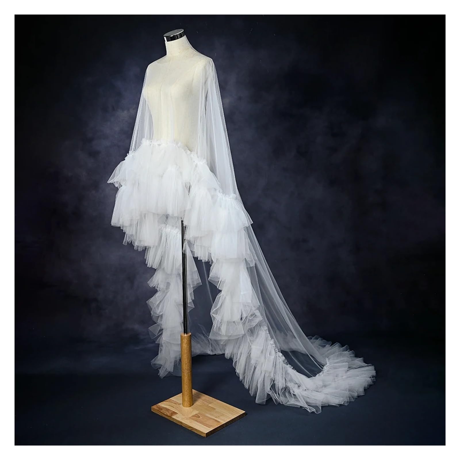 Boda Estola Chaqueta de novia for boda con volantes, capa, velo, larga transparente cola para novia, cosplay, reunión, cita