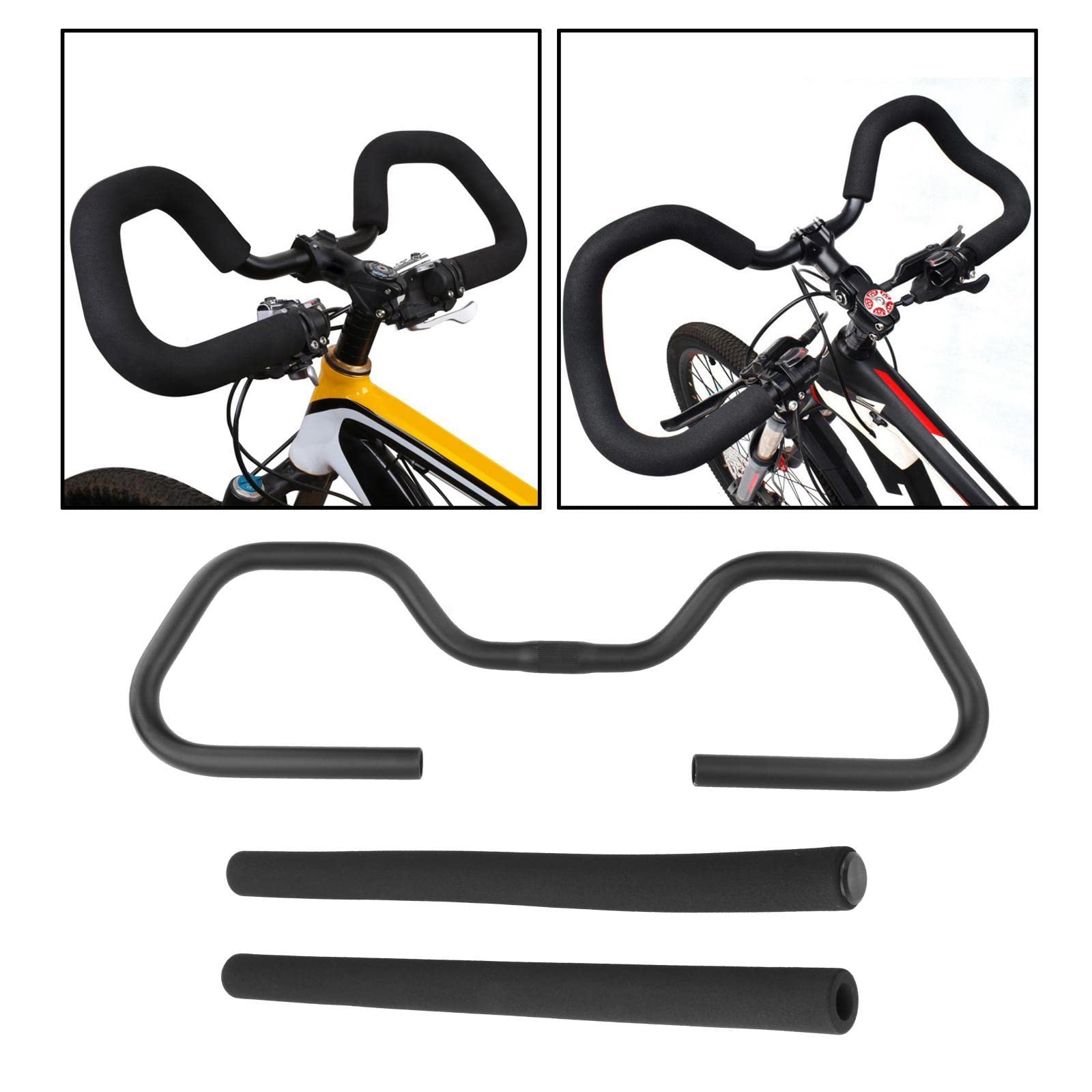 Manillar de 25,4 x 600 mm con forma de mariposa para trekking, bicicleta de turismo, bicicleta de carreras, color negro arena, 59,9 cm