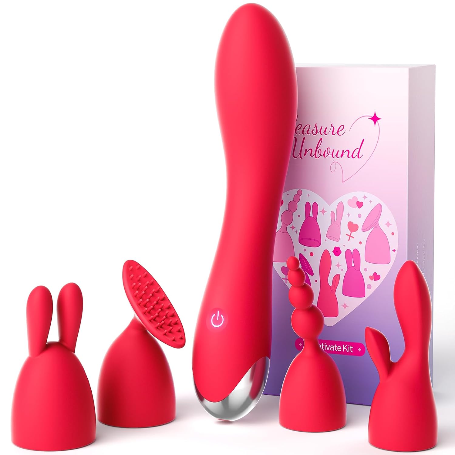 MOOLIGIRL Sex Toys Women Rose Toy G Spot Vibrator Kit with 4 Replacement Silicone Heads Adult Sex Toys