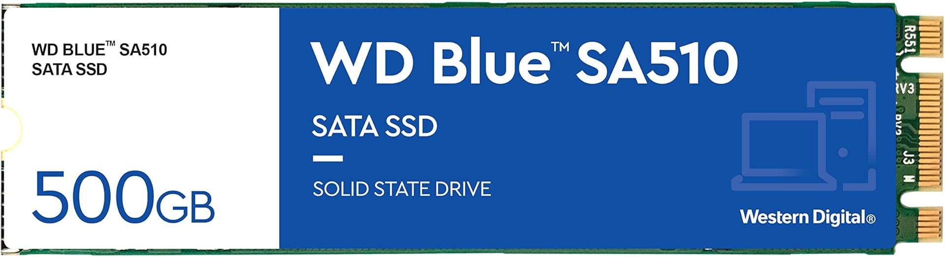 WD Blue SA510 500GB, M.2 SATA SSD, up to 560 MB/s, Includes Acronis True Image for Western Digital, Disk & Cloning Migration, Flexible backup & recovery, ransomware protection