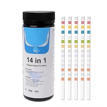 50 PCS Pool and Spa Test Strips,14-in-1 Swim ng Pool Water Testing for for C orine Bro ne A alinity pH Hardness (Sky Blue) -Layfoo
