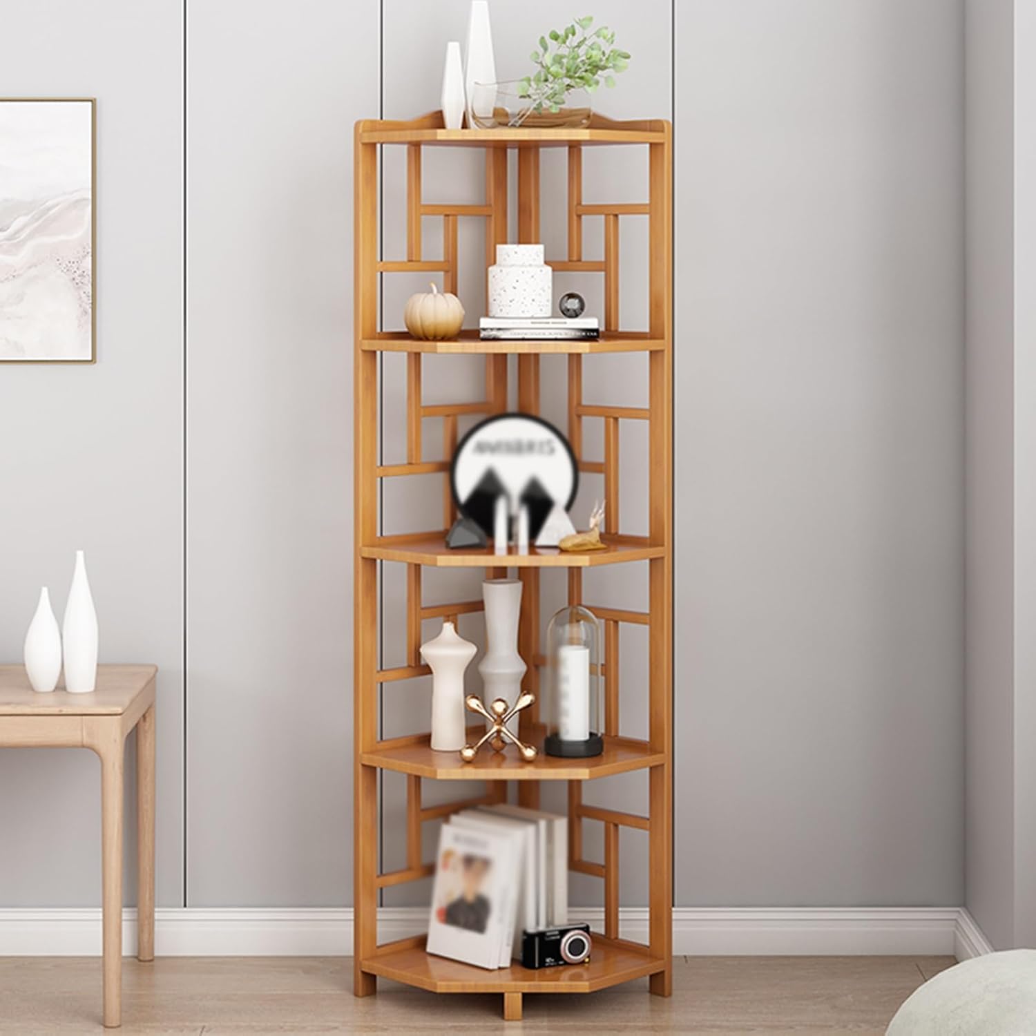 Mobile Storage Rack Freestanding Display Rack Tool Pegboard Garage,Large L Shaped Corner Bookshelf with 5 Tiers Storage Freestanding Display Rack for Small Space Living Room Office Study Roo