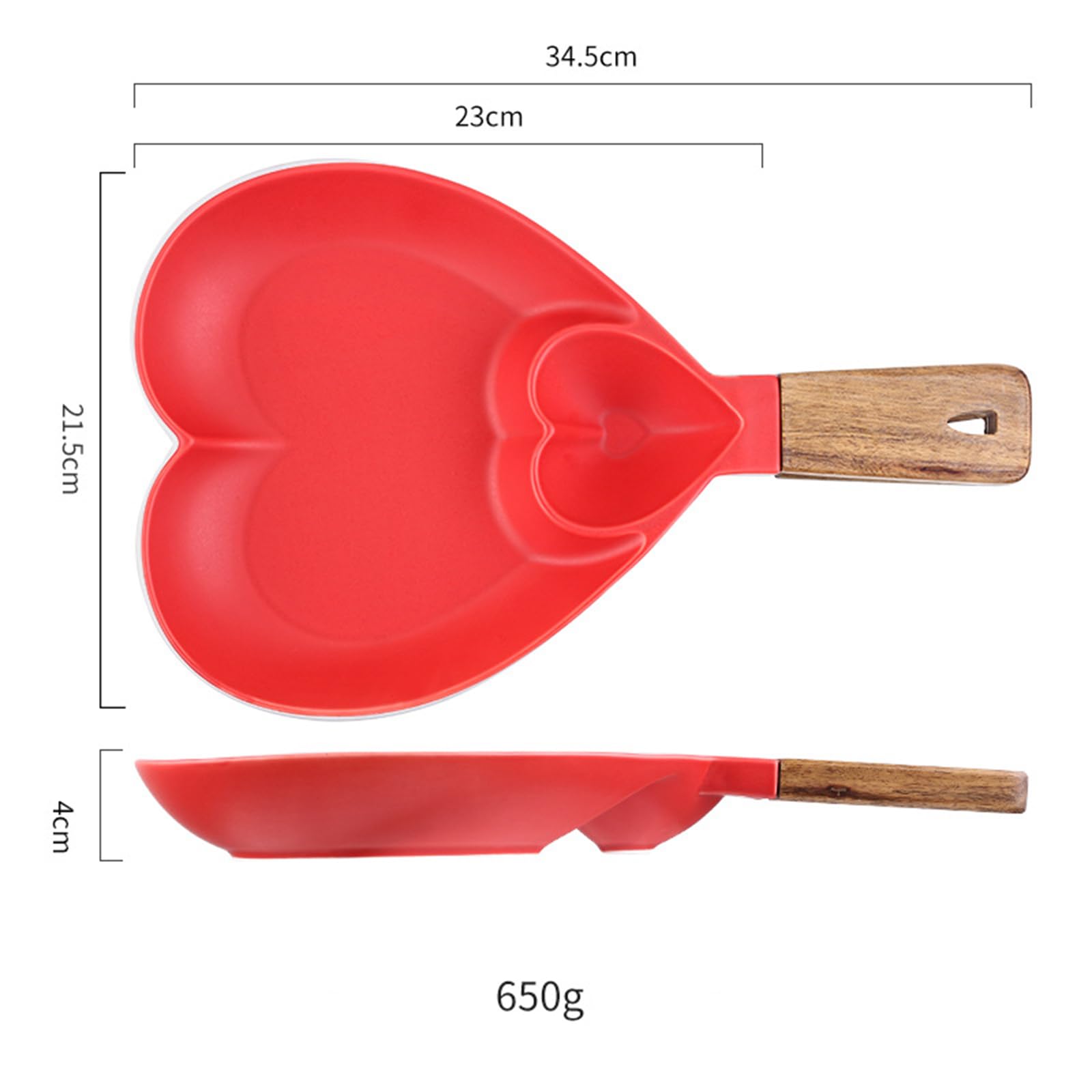soulnioi Heart Shape Chip and Dip Bowl,Chip and Dip Platter Tray with Wooden Handle,Nacho Tray Dip Dishes,Reusable Party Serving Trays and Platters,for Salads,Breakfast,Burger Plate Red - Image 2
