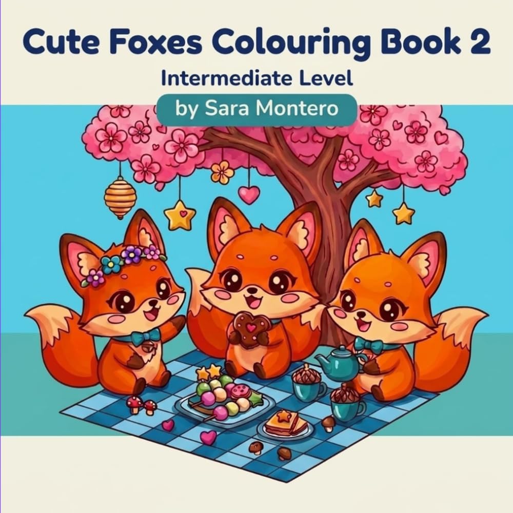 Cute Foxes Colouring Book 2: Intermediate Level