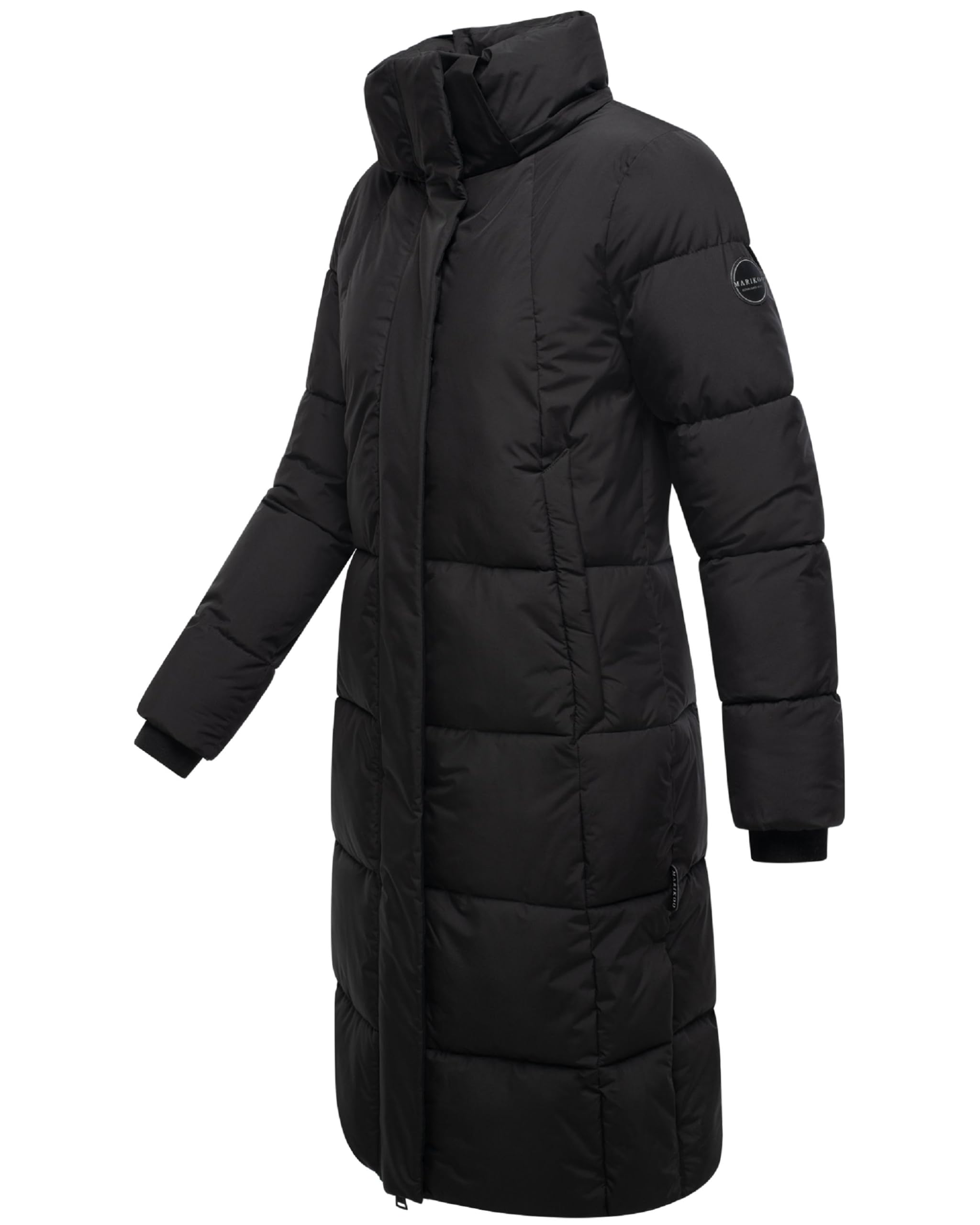 MARIKOO Damen Langer Wintermantel warmer Steppmantel mit abnehmbarer Kapuze und magnetischen Details Chumanii XVI XS-6XL
