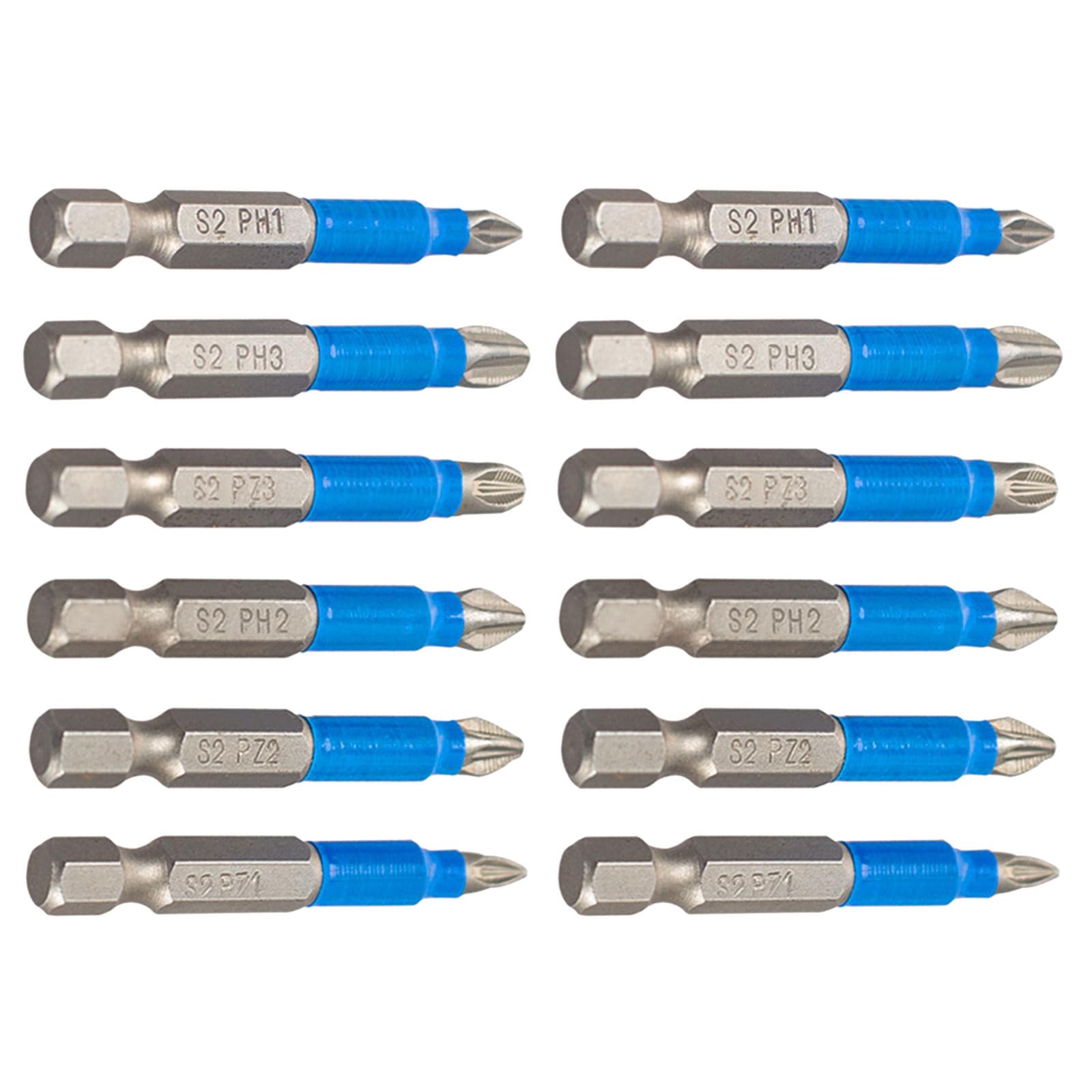 Henygen 12Pcs 6 / Ph2 Screwdriver Bit Set 1 / 4Inch Hexagonal Shank Crossed Screw Electric Power Driver Bit, 50Mm Crossed Set
