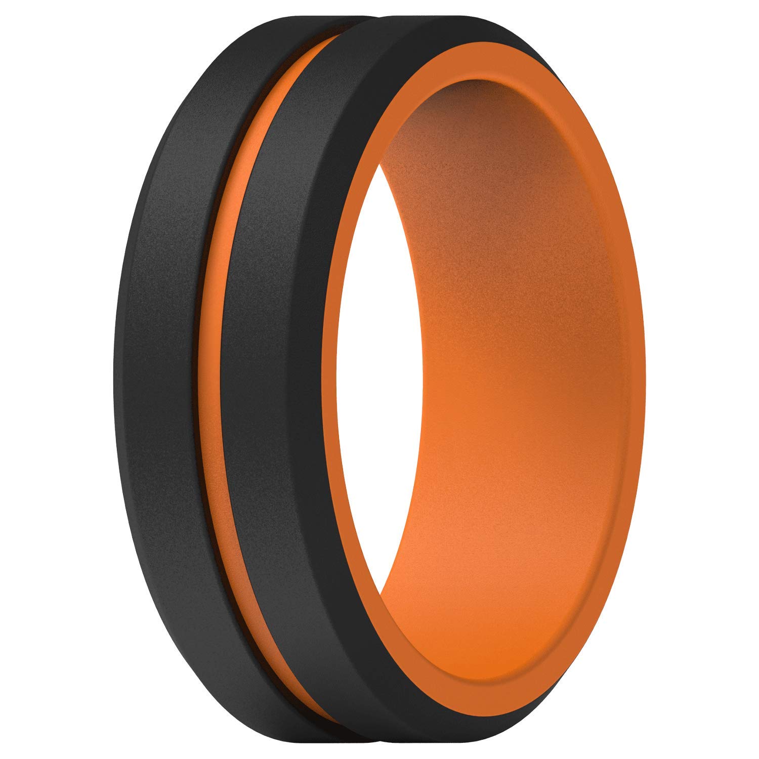 ThunderFitSilicone Wedding Rings for Men 2 Layers, Beveled Edge Rubber Engagement Bands 8.2mm Wide 2.5mm Thick - 1/2/3/4/5/6/7 Variety Multipack