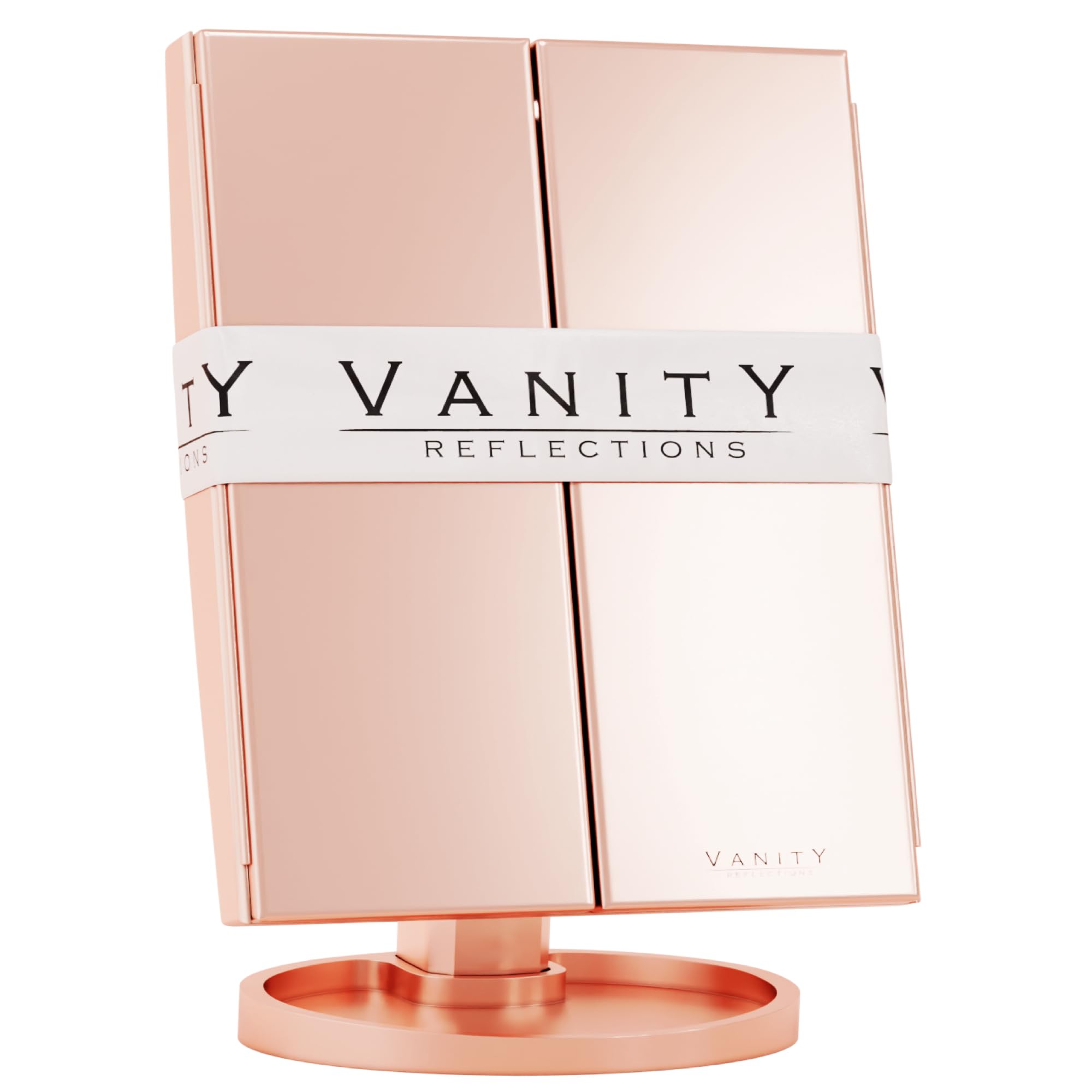 Vanity Reflections - LED Makeup Mirror With Lighting, X2 X3 X10 Magnification, 21 Lights, Beauty Vanity (Rose Gold)