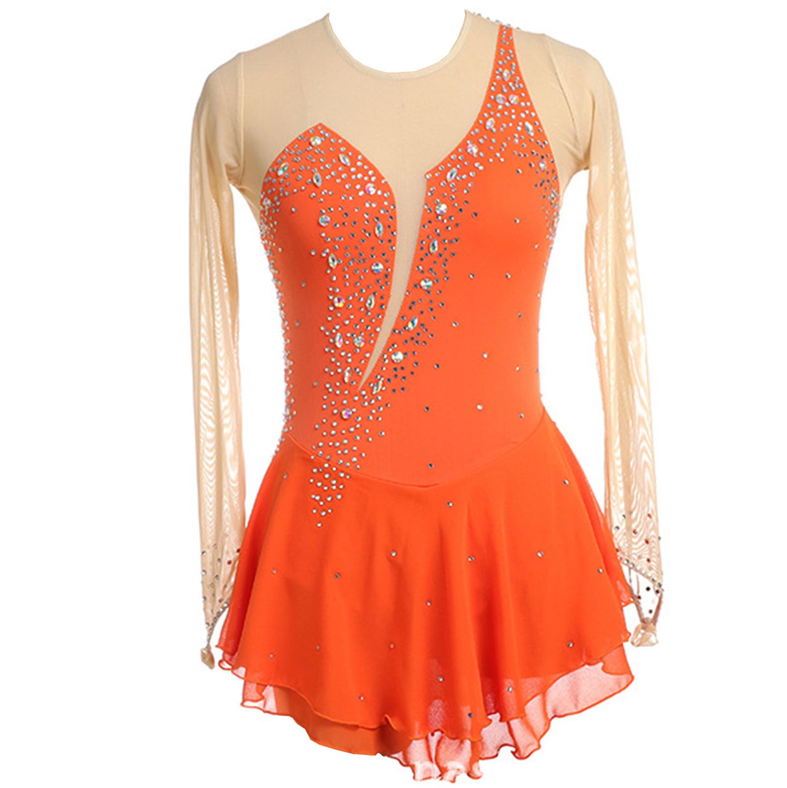 Robe Patinage Artistique avec des Diamants, sans Manches Robe Patinage à roulettes, Coupe AjustéE Gymnastique Danse Justaucorps Short SéCurité IntéGré