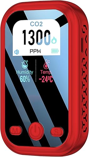 LSENLTY Detectores portátiles de monóxido de carbono, monitor de CO 3 en 1 (temperatura, humedad y valor de monóxido de carbono), función de alarma,